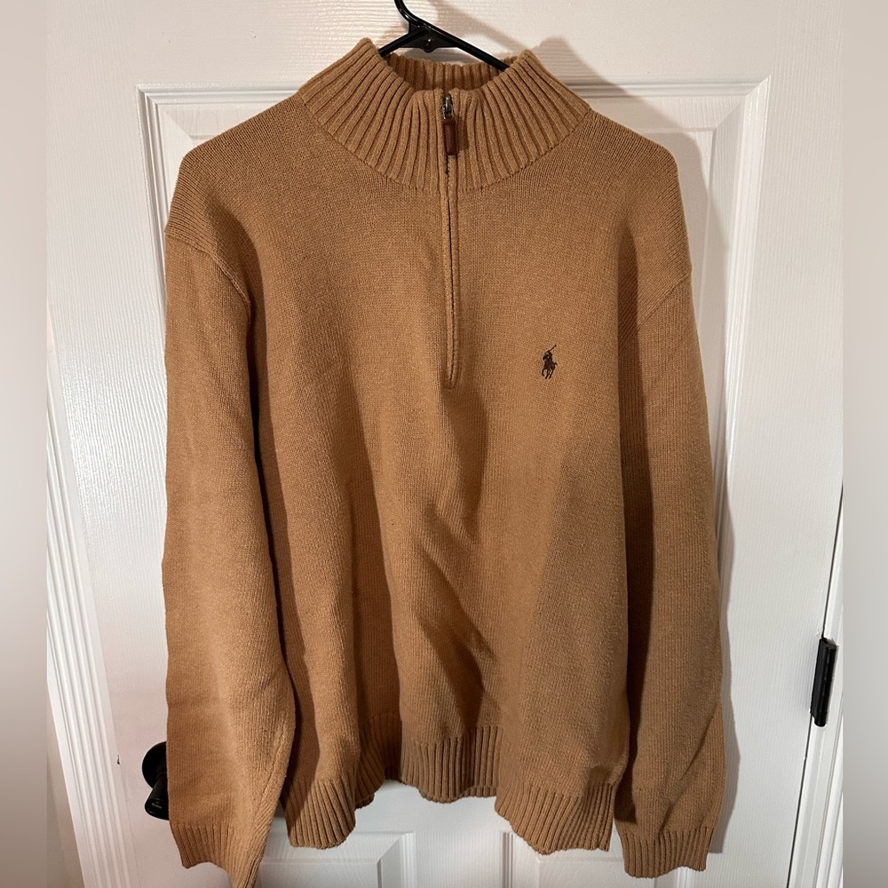 POLO by Ralph Lauren Tan 1/4 zip Sweater - XL
